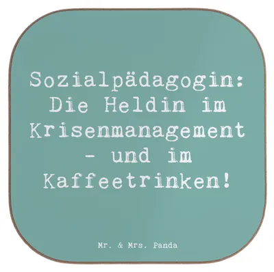 Produktbild von Mr. & Mrs. Panda Untersetzer für Gläser Spruch Sozialpädagogin - Meeresbrise - Geschenk, Berufspassion, Geschenke Berufstätige, Tischschoner, Sozialpädagogik, Coaster