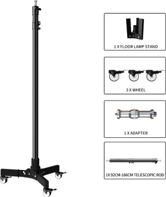 Immagine prodotto di Stativo per luce a treppiede in metallo, regolabile in altezza, design leggero, modello da 183 cm