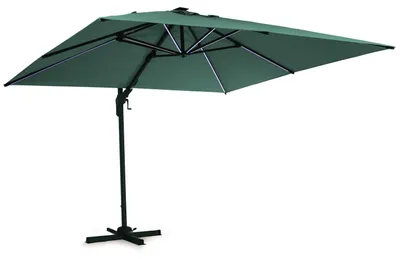 Image de Blumfeldt Parasol de Jardin Exterieur et Balcon, Panneaux Solaires et Eclairage Lumières LED, Protection UV, Parasol Jardin Etanche, Parasol Réglables, Parasols de Jardin Ajustables Avec/Sans Base