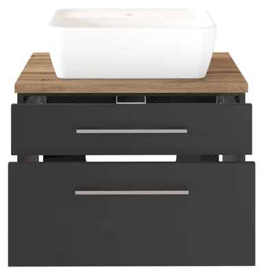 Produktbild von Waschtischunterschrank Dasa 60cm 2 Schubladen - graphit/mattegrau
