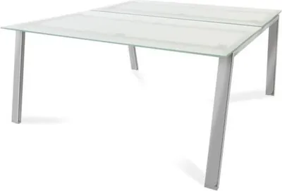Produktbild von Mehrfacharbeitstisch Blanca BxTxH 160x163x73cm Gestell verchromt Platte Glas satiniert