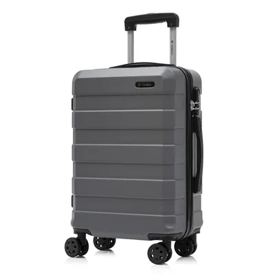 Produktbild von Koffer Trolley Reisekoffer Suitcase, Rollkoffer Handgepäck ,mit 4 Rollen360°, Hartschalenreisekoffer, Zahlenschloss, Weicher Gummigriff(L, Grau)