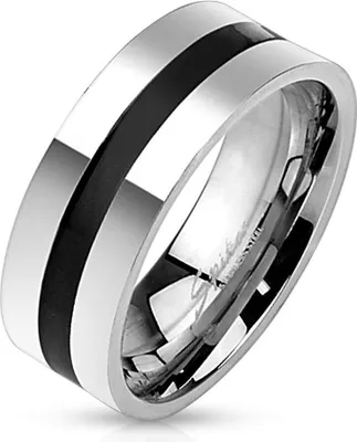 Produktbild von Moderner Ring Edelstahl mit schwarzer Linie 68 (21.6 mm Ø)