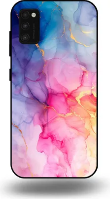 Produktbild von Smartphonica Handytasche passend für Samsung Galaxy A41 mit Marmordruck - TPU Rückseitenschutzhülle Marmordesign - Regenbogen