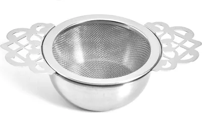 Produktbild von Teesieb-Set mit Tropfschale, Edelstahl-Teefilter mit Doppelflügelgriffen