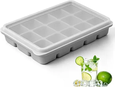 Imagen del producto de Molde de silicona sin BPA para hacer hielo, con capacidad para 15 cubitos, con tapa, apto para congelador