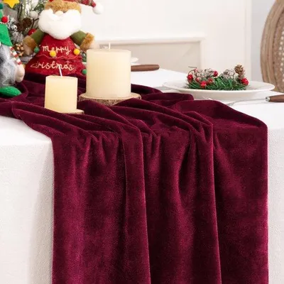 Produktbild von Luxus Smaragd Grün Fluvelen Tischläufer für Herbst und Weihnachten - 50x300 cm