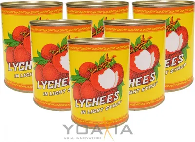 Produktbild von 6er Pack Litschi leicht gezuckert (6x 567g/ 227g ATG) | geschält, ohne Kern | Lychees in Syrup