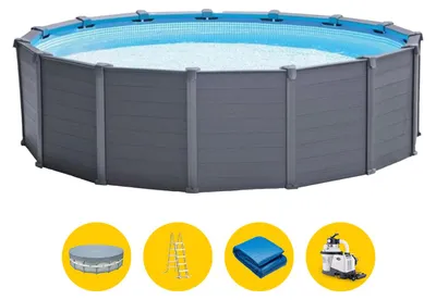 Produktbild von Intex 26384, 16805 l, Gerahmter Pool, Erwachsener & Kind, Leiter, Graphit, 193 kg