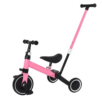 Produktbild von Laufrad Kinder 3 in 1 Wagen Schiebewagen abnehmbare Schubstange Rosa