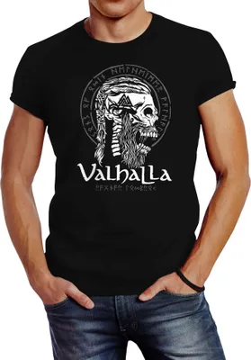 Neverless Canotta Uomo Valhalla Vichingo - Maglia Termica Con Stampa Odino E Ascia, Slim Fit