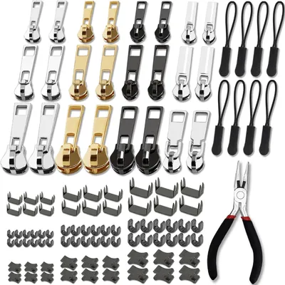 Produktbild von Haraqi 105 Stück Reißverschluss Reparatur Set Reisverschlussreparaturset | Ersatz Reissverschluss Zipper, Reißverschluss Reparaturset Zipper(3 Größen: #3/5/8)