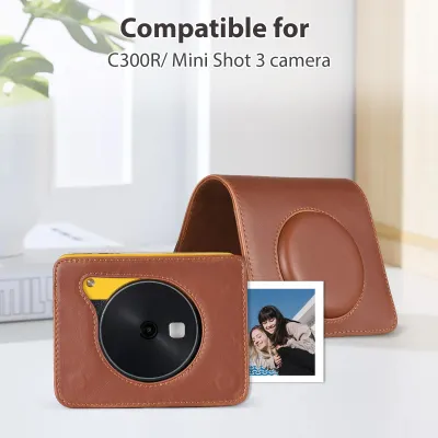 Zdjęcie produktu dla Przenośny futerał na aparat natychmiastowy w stylu retro wykonany ze skórypoliuretan jako zamiennik dla Kodak C300R/Mini Shot 3 z regulowanym paskiem na ramię