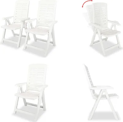 Image de vidaXL Chaises de jardin réglables 2 pcs. Plastique Blanc - Chaise de jardin - Chaises de jardin - Chaise pliante