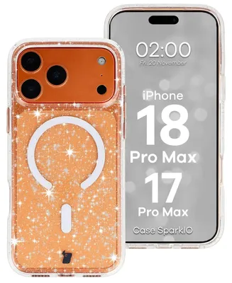 Produktbild von Glitzer Hülle mit Magnetring für iPhone 18 Pro Max / 17 Pro Max, Bizon Case SparklO, Transparent mit Glitzer