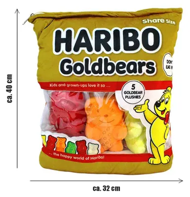Produktbild von XXL Haribo Gummibärchen Kuscheltier Beutel 4er Set