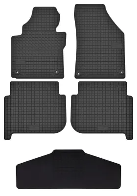 Image de Tapis de sol en caoutchouc + tunnel pour Volkswagen Touran I 2003-2010 (monospace) – 5 pièces, noirs, sur mesure
