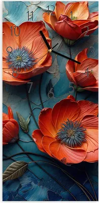 Produktbild von Wanduhr aus Glas mit Motiv Blumenmeer- 30 x 60 cm - inkl. Aufhängesystem