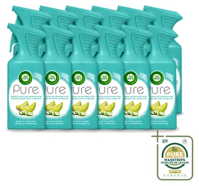 Immagine prodotto di 12 flaconi di spray per ambienti Air Wick Pure, profumo Melone e Cetriolo, 250 ml, confezione risparmio, 12 pezzi