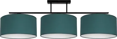 Produktbild von Deckenleuchte Metall Stoff E27 Schwarz Grün Weiß 3-flammig länglich Modern