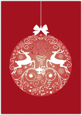 Produktbild von Feine rote Weihnachtskarte mit ornamentaler Hirsch Weihnachtskugel