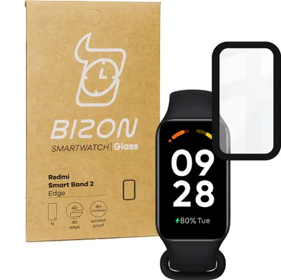Produktbild von Szkło hybrydowe Bizon Glass Watch Edge Hybrid dla Redmi Smart Band 2 / Xiaomi Mi Band 8 Active, czarne