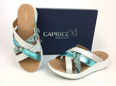 Produktbild von Caprice Damen Riemchen Pantolette weiß-türkis 36