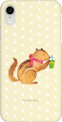 Produktbild von Mr. & Mrs. Panda Iphone XR Handyhülle Eichhörnchen Smoothie - Gelb Pastell - Geschenk, Green Smoothies, Lustige Sprüche, Streifenhörnchen, Abnehmen, Diät, Handy Case