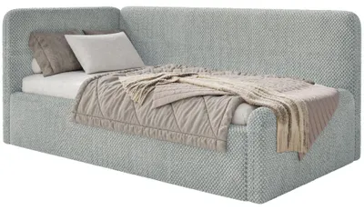 Produktbild von Selsey Fanko –Jugendbett 90x200 cm mit Kopfteil links, Plüsch, Grau