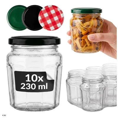 Zdjęcie produktu dla SUPERBUTELKI - 10 szt. Słoiki szklane 230 ml Konfitura na dżemy, miody, przetwory, powidła
