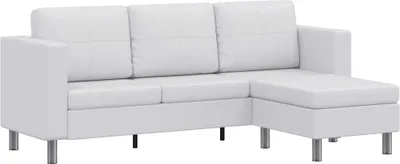 Image de vidaXL Canapé modulaire 3 places en similicuir blanc