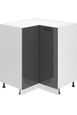Produktbild von Belini Unterschrank Küche, Küchenunterschrank 90 cm Breite. SNP Küchenunterschrank ohne Arbeitsplatte. Eckschrank Küche mit 1 Tür, Silber Hochglanz