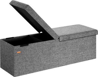 Produktbild von CASARIA® Sitzbank mit Stauraum, Dunkelgrau – Faltbar, 115 x 40 x 40 cm, 130L Volumen, bis 300 kg belastbar, gepolstert, Leinen-Optik – Aufbewahrungsbox mit Deckel, Sitztruhe mit Stauraum, Polsterbank