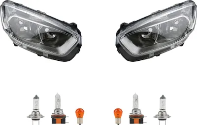 Produktbild von Scheinwerfer Links & Rechts Set + Leuchtmittel passend für Ford Transit Courier Johns