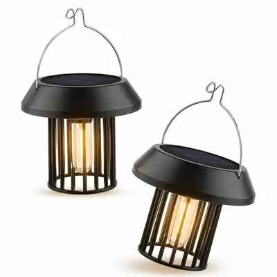 Produktbild von LED Solar Laterne 2 Stück, Solar Gartenleuchte mit warmweißem Licht, automatische Beleuchtung, wetterfeste Hängelampe für Garten, Terrasse und Party