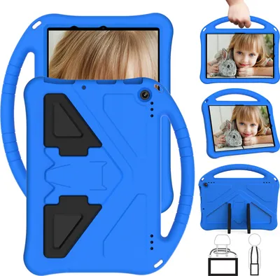 Obrázek produktu pro Dětské pouzdro pro Amazon Fire HD 10 / 10 Plus 10.1" 11th Gen 2021, EVA lehké nárazuvzdorné pouzdro s skládacím stojánkem a rukojetí modré