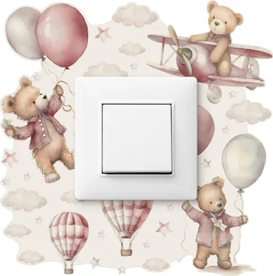 Immagine prodotto di Muralo interruttore luce adesivo TEDDYBÄREN palloncini stelle nuvole 20x20cm adesivo per camera dei bambini
