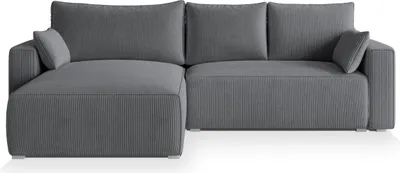 Produktbild von Masseno Ecksofa FORIL P mit Schlaffunktion L-Form, Sofa mit Bettkasten, Wohnzimmersofa, Couch, Soffa, Bettsofa, Couchgarnitur- Grau, POSO 60