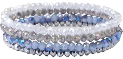 Produktbild von Damen Armband Mehrschichtig Kristall Perlen Boho Modeschmuck Schwarz Blau