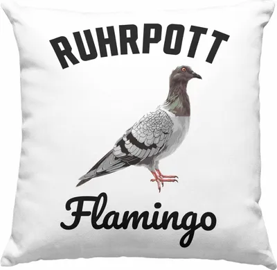 Produktbild von Trendation - Taubenzüchter Geschenk Zaubenzucht Zubehör Tauben Deko-Kissen mit Füllung 40x40 Lustiger Spruch Taubenflüsterer Becher Ruhrpott Flamingo (Rosa)
