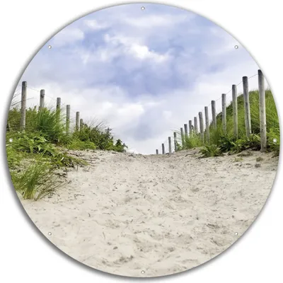 Produktbild von Wallario rundes Outdoor-Poster für Garten oder Balkon, Motiv Auf dem Weg zum Strand durch Dünen, 60 cm Durchmesser