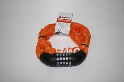 Produktbild von Fahrradkettenschloss Zahlenschloss Stahlkettenglieder 6 x 1200mm Orange