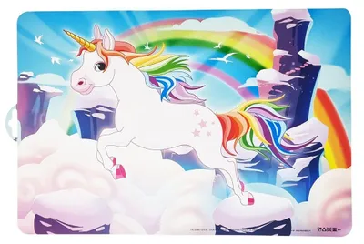 Platzsets aus Kunststoff, Einhorn-Regenbogen, 42x28 cm