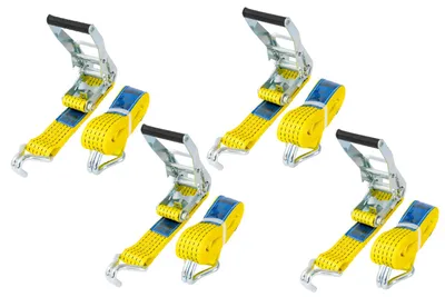 Produktbild von Satz aus vier gelben UNITRAILER 4m/50mm/5t Transportgurten mit Spannvorrichtung