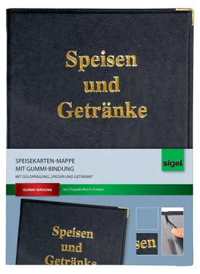 Produktbild von SIGEL SM101 Speisekarten-Mappe, Gummi-Bindung, A5, schwarz