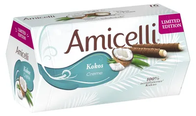 Amicelli Kokos Creme Röllchen Box Limited Edition Packung 200g
