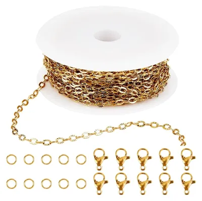 Produktbild von Edelstahlkettenrolle 10 m mit Goldketten-Kits und Zubehör für Schmuckherstellung