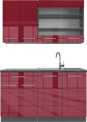 Produktbild von Singleküche Vicco Fame-Line Bordeaux Hochglanz/Anthrazit 140 cm ohne Arbeitsplatte, Model 35792