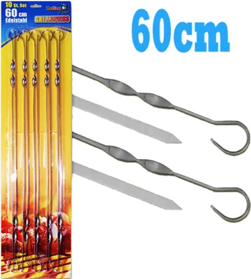 Produktbild von Edelstahl Grillspieße 10 Stück 60cm Schaschlikspieße Grillzubehör Grill Spieße