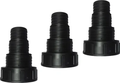 Produktbild von 3x Stufenschlauchtülle Ø32 / 38 / 50mm x 2 Zoll Innengewinde Überwurfmutter